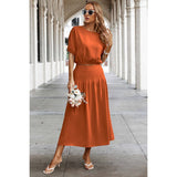 2 Pieces Round Neck Solid Puff Sleeve Ruffle Sets - MVTFASHION.COM