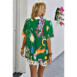 Two Pieces Allover Print Elastic Waist Short Sets