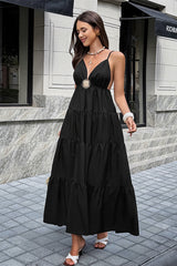 High Waist Sleeveless Open Back Full Dress