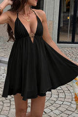 Metal Buckle Camisole A Line Mini Dress