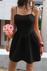 Sleeveless Lace Trim Corset Mini Dress