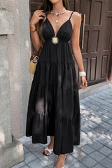 High Waist Sleeveless Open Back Full Dress