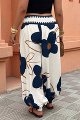 Plus Size Floral Print Elastic Waist Pants