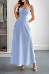 Solid Temperament Elegant Bohmia Halter Belt Dress
