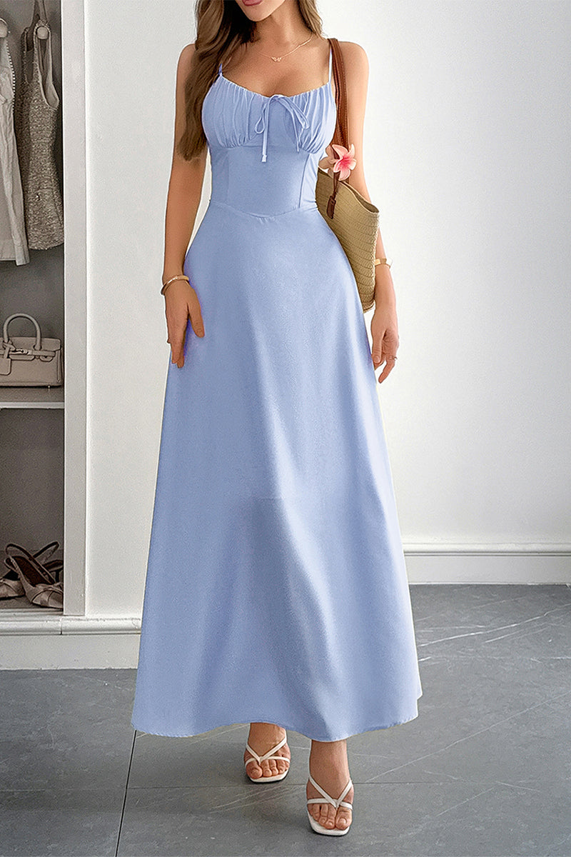 Solid Temperament Elegant Bohmia Halter Belt Dress