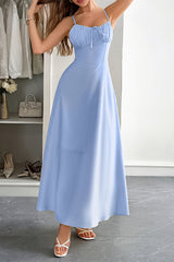Solid Temperament Elegant Bohmia Halter Belt Dress
