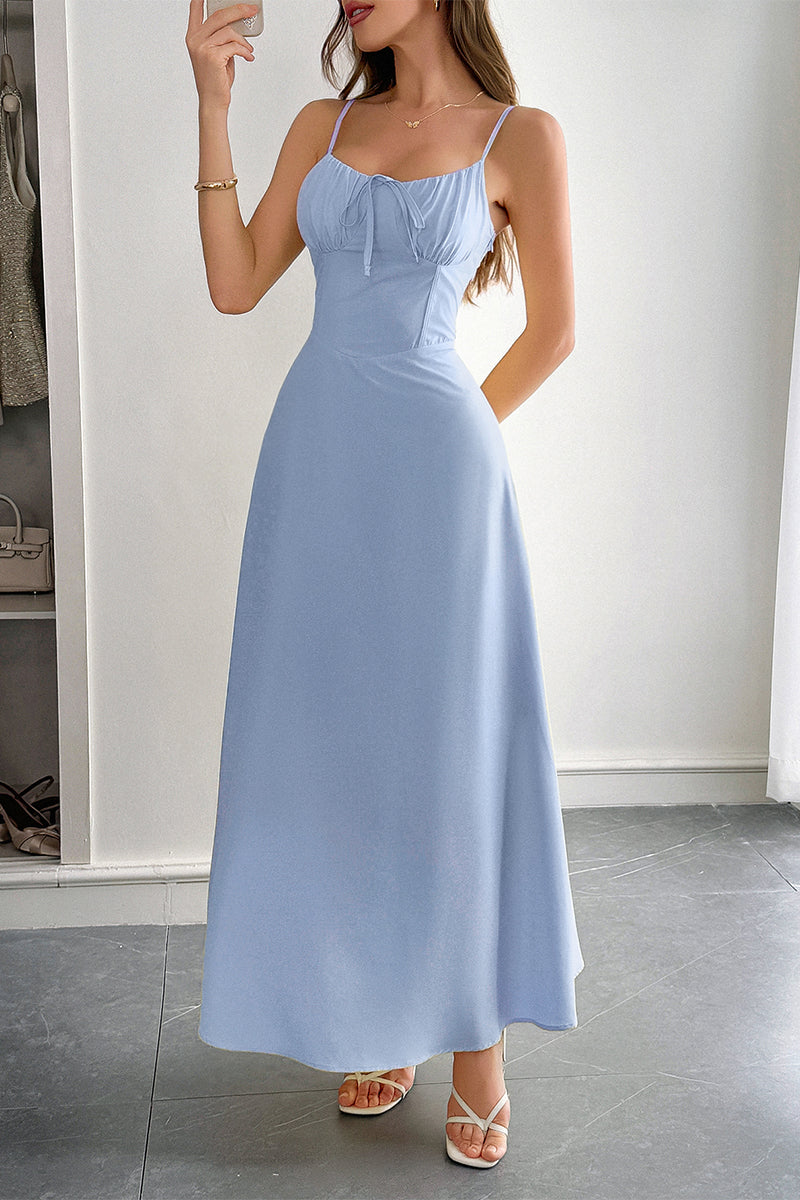 Solid Temperament Elegant Bohmia Halter Belt Dress