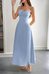 Solid Temperament Elegant Bohmia Halter Belt Dress