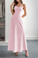 Solid Temperament Elegant Bohmia Halter Belt Dress