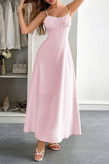 Solid Temperament Elegant Bohmia Halter Belt Dress