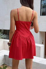 Sleeveless Lace Trim Corset Mini Dress