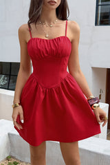 Sleeveless Lace Trim Corset Mini Dress