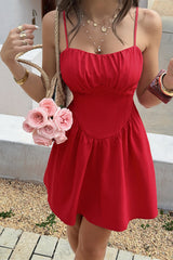 Sleeveless Lace Trim Corset Mini Dress