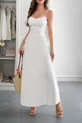 Solid Temperament Elegant Bohmia Halter Belt Dress