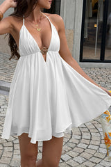 Metal Buckle Camisole A Line Mini Dress