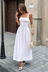 Square Neck A Line Sleeveless Flowy Long Dress