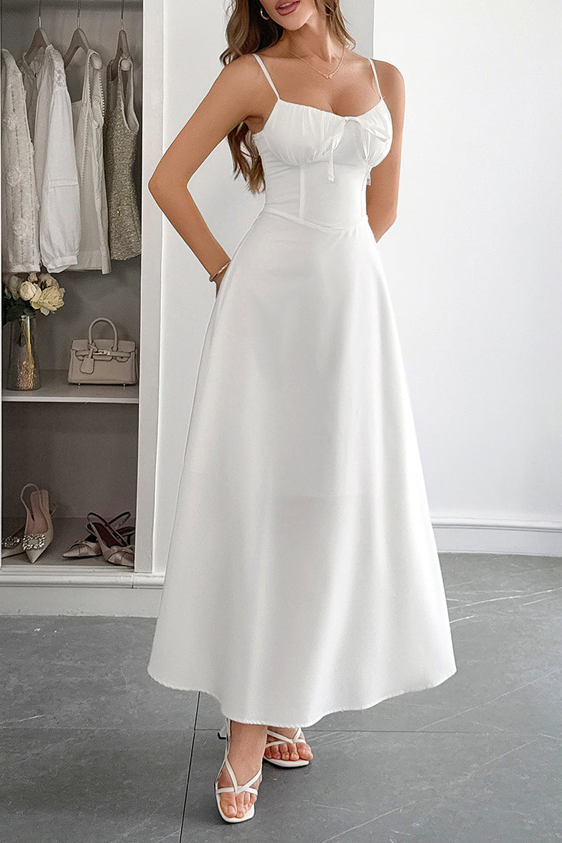 Solid Temperament Elegant Bohmia Halter Belt Dress