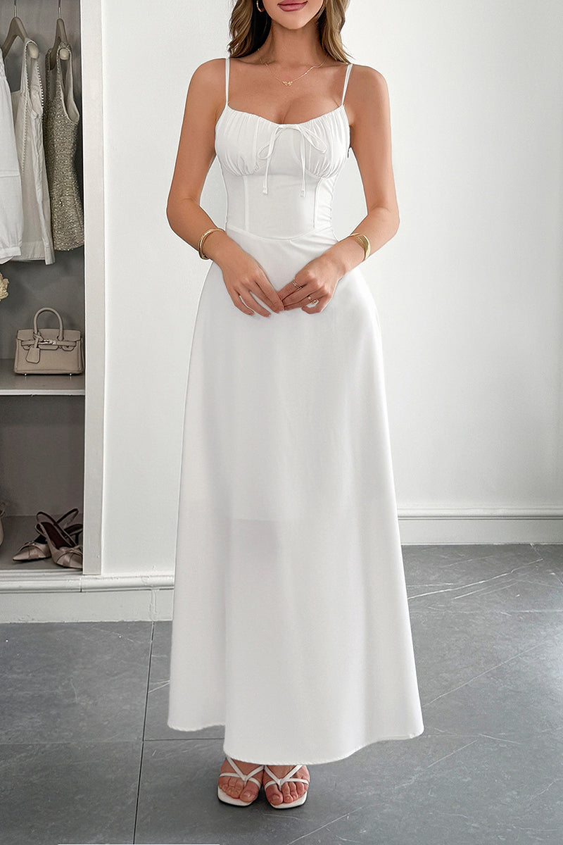 Solid Temperament Elegant Bohmia Halter Belt Dress