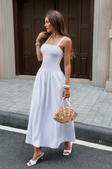 Square Neck A Line Sleeveless Flowy Long Dress