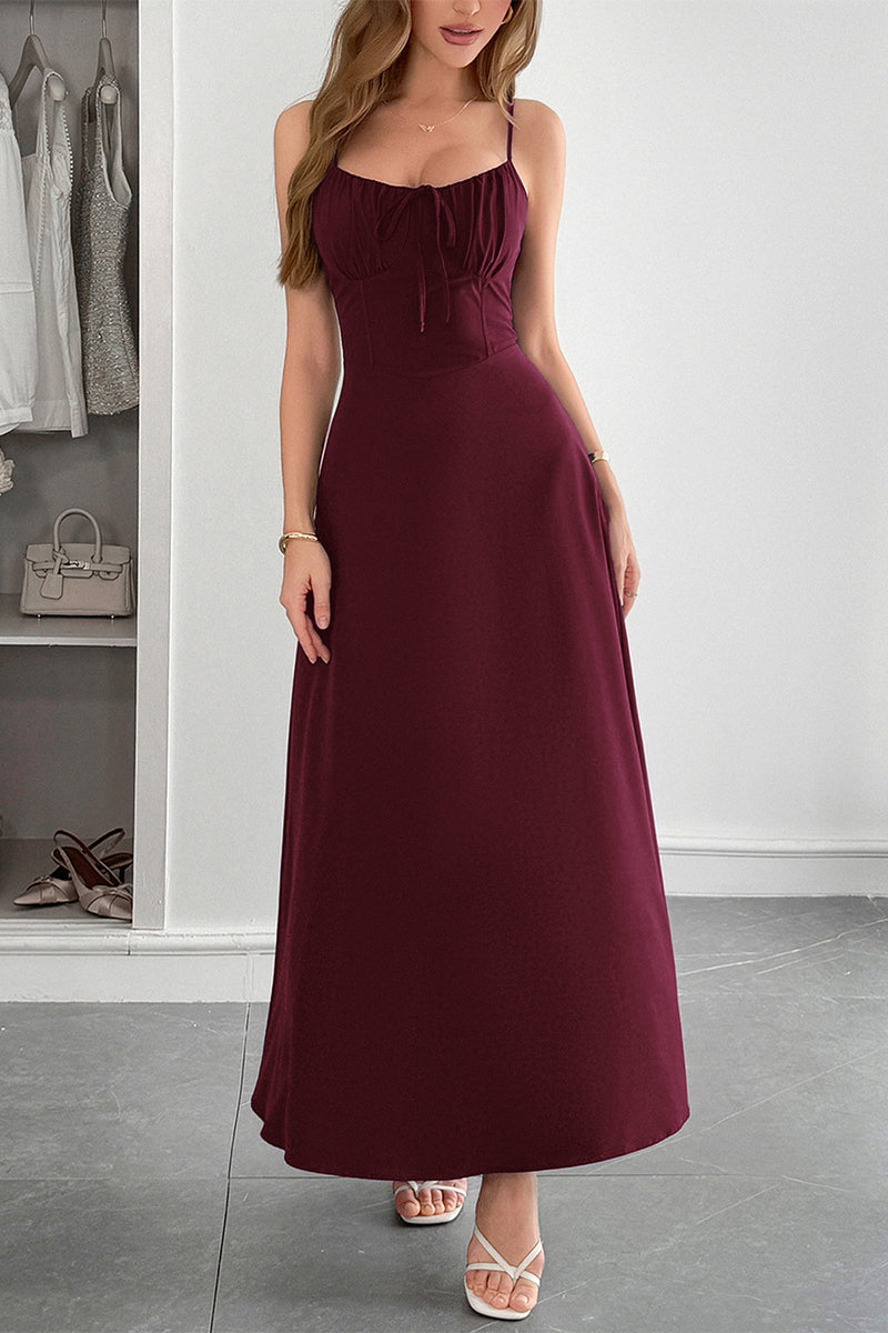 Solid Temperament Elegant Bohmia Halter Belt Dress