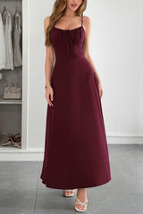 Solid Temperament Elegant Bohmia Halter Belt Dress