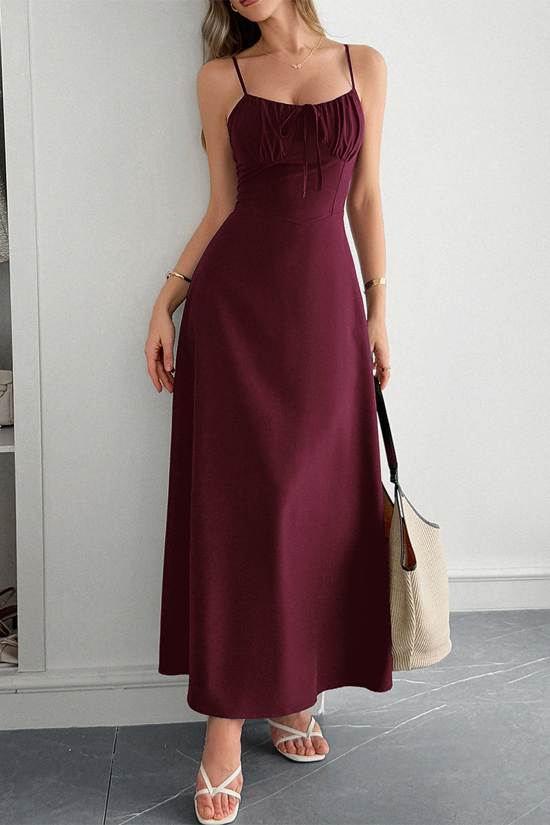 Solid Temperament Elegant Bohmia Halter Belt Dress