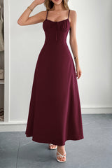 Solid Temperament Elegant Bohmia Halter Belt Dress