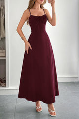 Solid Temperament Elegant Bohmia Halter Belt Dress