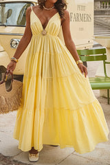 High Waist Sleeveless Open Back Full Dress