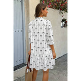 A Line Bow Ruffle V Neck Loose Fit Dress - MVTFASHION.COM