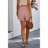 All Over Print Asymmetriec Hem Tassel Shorts - MVTFASHION.COM