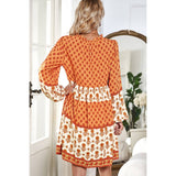 Allover Print Button Ruched Loose Fit Dress - MVTFASHION.COM