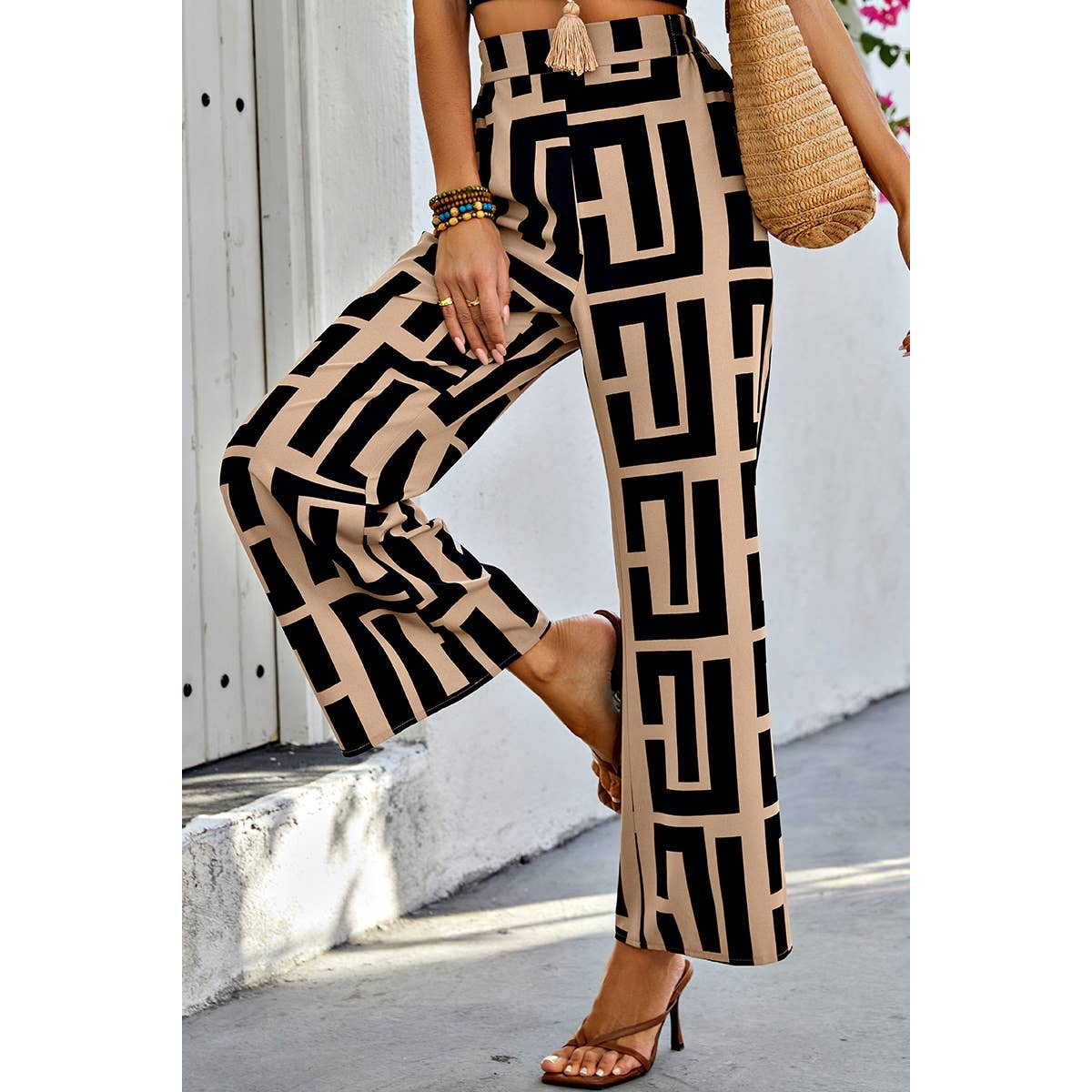 Allover Print Elastic Waist Band Fit Pant - MVTFASHION.COM