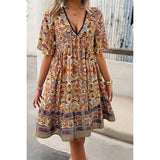 Allover Print Lace Tirm Loose A Line Dress - MVTFASHION.COM