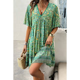 Allover Print Lace Tirm Loose A Line Dress - MVTFASHION.COM