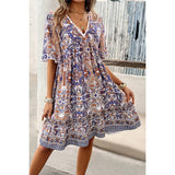 Allover Print Lace Tirm Loose A Line Dress - MVTFASHION.COM