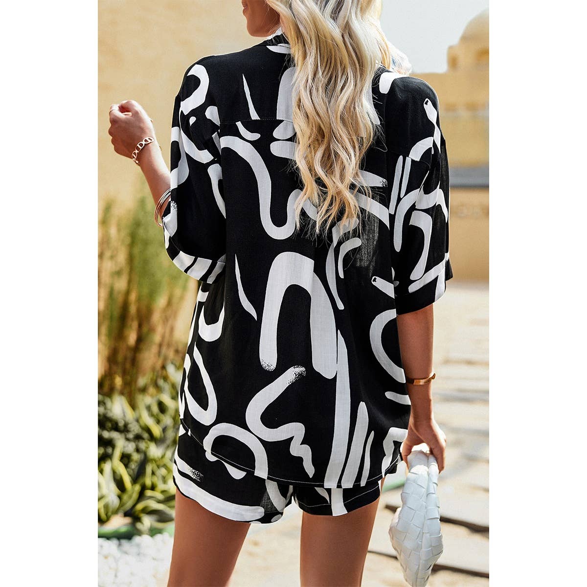 Allover Print Loose Fit Shirt Short sets - MVTFASHION.COM