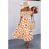 Allover Print Off Shoulder Ruched Ruffle Dress - MVTFASHION.COM