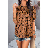 Allover Print Puff Sleeves Ruched Loose Blouse - MVTFASHION.COM