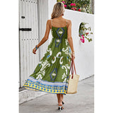 Allover Print Sleeveless A Line Color Block Dress - MVTFASHION.COM