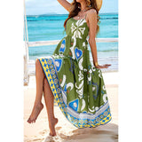 Allover Print Sleeveless A Line Color Block Dress - MVTFASHION.COM