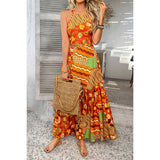 Allover Print Sleeveless Cross Back Cut Out Dress - MVTFASHION.COM