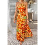 Allover Print Sleeveless Cross Back Cut Out Dress - MVTFASHION.COM