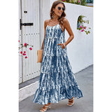 Allover Print Sleeveless Pockets Color Block Dress - MVTFASHION.COM