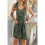 Allover Printed Tie Shoulder Pockets Romper - MVTFASHION.COM