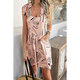Allover Printed Tie Shoulder Pockets Romper - MVTFASHION.COM