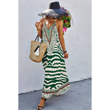 Amimal Print Halter Deep V Ruffle Maxi Dress - MVTFASHION.COM