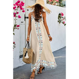 Asymmetric Hem Tassel Sleeveless Print Full Dress - MVTFASHION.COM