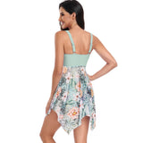 Asymmetrical Sleeveless V Neck Floral Swimsuits - MVTFASHION.COM