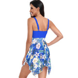 Asymmetrical Sleeveless V Neck Floral Swimsuits - MVTFASHION.COM